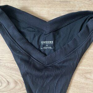 ONEONE Jesse Hi-Cut Cheeky Bikini Bottom - Ribbed Black - Small